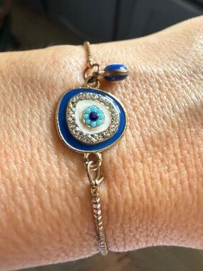 18kt gold plated Evil Eyes slider Bracelets with Charms Stackable Bracelet